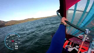 40.51 kn - 75.02 km/h record run on a Bavarian lake | Speed Slalom Windsurfing Andy Laufer