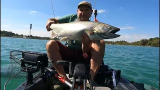 Salmon fishing out of my kayak | Lake Ontario