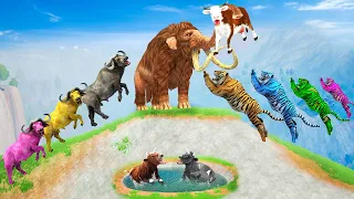 5 Zombie Tigers vs 3 Buffaloes 2 Cows Fight Baby Monkey Saved By Woolly Mammoth Wild Animal Fights