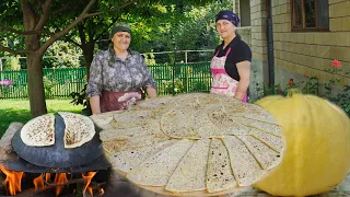 Pumpkin Harvest in our Garden - Preparation of traditional Azerbaijani pumpkin kutab