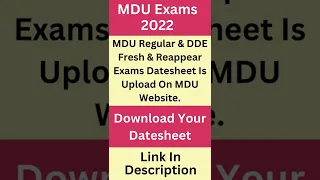 MDU Regular & DDE Reappear, Fresh Exams | DDE Fresh Exams | Regular Exams | Odd Semester Exams |