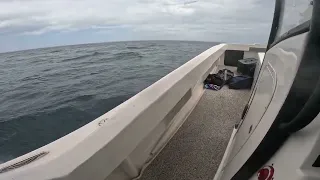 Rough seas eastward horizon 3000 catamaran on our way back 75 miles!