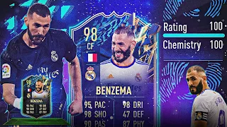 98 BENZEMA TOTS PLAYER REVIEW FIFA 22 - FIFA ULTIMATE TEAM !!!