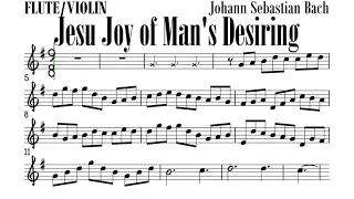 Jesu Joy of Man's Desiring Flute Violin Sheet Music Backing Track Play Along Partitura