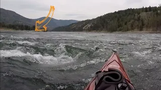 Eri's Adventure 2018 - Kayaker Escaping Rock Island Rapid and whirlpool on Columbia River