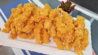 A mountain of chicken strips (nuggets) from 1 chicken fillet.