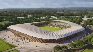 Zaha Hadid Architects reveals green technology hub to accompany wooden football stadium