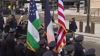 NYPD Officer Wilbert Mora's casket carried into St. Patrick's Cathedral