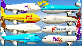 GTA V Boeing 747 Cargo Airplanes VS McDonnell Douglas MD-11F Cargo Planes Crash and Fail Compilation