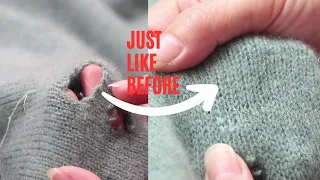Unbelievable Repair Hack Fix a Hole in a Cashmere Knit Sweater with Just One Sewing Needle!