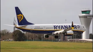 Ryanair 737MAX landing at Birmingham Airport.