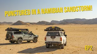 Ep2 Punctured Tire in A Sand Storm! Just another Day in Namibia. ROAM Overlanding