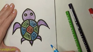 How to draw a cute cartoon turtle 🐢 very easy drawing for beginners ✎