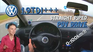 Straight Piped VW Golf 4 1.9tdi+++ (170hp) | POV Test Drive (60FPS)