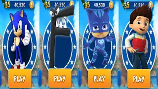 Sonic Dash vs Alphabet Lore F Run vs Tag with Ryan PJ Masks vs Paw Patrol Ryder Run Gameplay