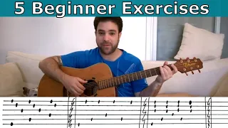 5 Beginner Fingerstyle Exercises - Guitar Lesson Tutorial w/ TAB