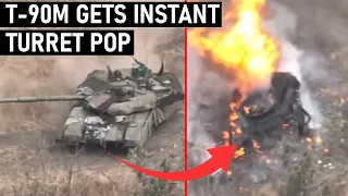 T-90M gets Instant Turret Pop by Ukrainian ATGM!