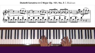 Diabelli Sonatina in C Major Op. 151, No. 2 I. Moderato Piano Tutorial