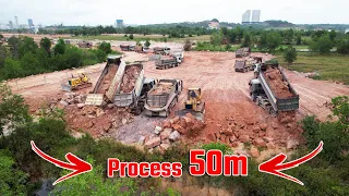 Ep65#Amazing! Good Activity Clearing Mud Land Filling, Trucks Operation Dozers Skills 50m Each Side