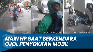 DETIK-DETIK Driver Ojol Tabrak Belakang Innova hingga Penyok, Gara-gara Main HP saat Berkendara