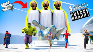 Franklin and Avengers Fight with 3 Head Granny For Escape Granny House in GTA 5 | GTAV Avengers