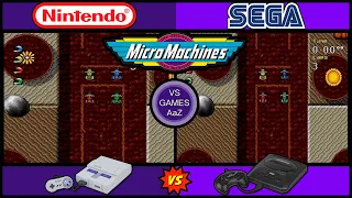 Micro Machines 2: Turbo Tournament(Super Nintendo VS Sega Genesis)side by side comparison