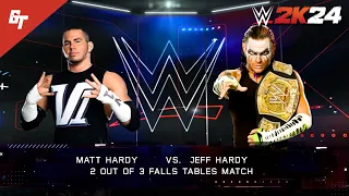 Jeff Hardy vs. Matt Hardy - 2 Out of 3 Falls Tables Match - WWE 2K23