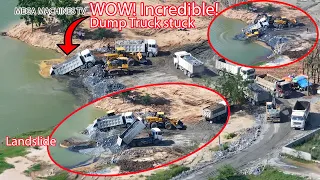 Episode​ 263| Incredible!​ Landslide causes truck to​ freeze, Assisted by Bulldozer​ And Excavator