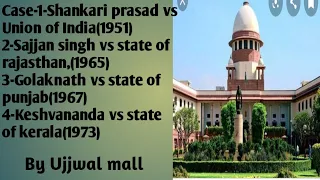 Case-1-Shankari prasad vs Union of India,2-Sajjan singh vs state of rajasthan,3-Golaknath vs punjab