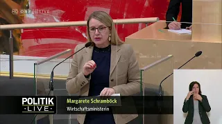 Information | Nationalrat Wirtschaftsministerin Margarete Schramböck (ÖVP) Do., 10.12.2020