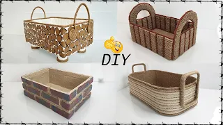 DIY - 4 BEAUTIFUL BASKET IDEAS - Storage Basket Ideas - Handmade Organizer Basket