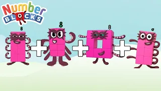 NUMBERBLOCKS v NUMBERJACKS   ADDING MULTIPLE DIGITS   COUNTING BIG NUMBERS! part 1