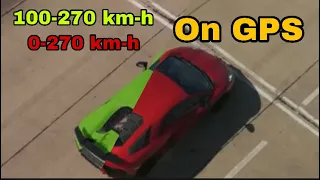 Aventador SV vs Huracan Performante 0-270 km-h and 100-270 km-h on GPS