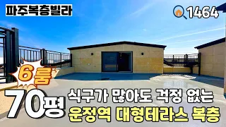 [파주복층빌라]🚊운정역세권 9개동 대단지 & 식구가 많아서 방이 많이 필요하시다면‼️ 반려견🐾 & 아이들이 마음껏 뛸어놀 수 있는👏 대형테라스 70평 6룸복층 파주신축빌라