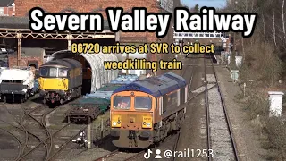 Severn Valley Railway | GBRF Wascosa 66720 collects Weed Killing Train, 50035 in ACTION