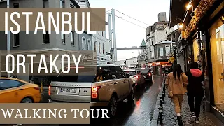 Istanbul 17 March Istanbul rainy day 2022 Ortakoy Walking Tour/4k UHD 60 fps