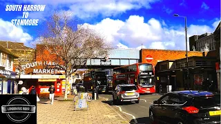 LONDON 4K Saturday Sunny bus H 12 ride to Stanmore Station