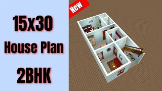 15x30 New House Design 3D || 15x30 House Plan || 50 Gaj Ghar Ka Naksha || Small House Design