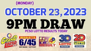 Lotto Result Today 9pm draw October 23, 2023 6/55 6/45 4D Swertres ez2 PCSO #result