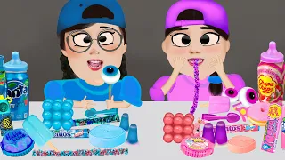 Pink Food VS Blue Food Challenge animation 빨간색 파란색 음식 챌린지