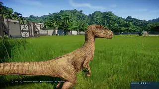 Jurassic World Evolution: Tsintaosaurus vs Velociraptor pack