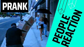 Best people reaction / public prank / falling boxes / funny video / bushman