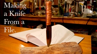 Making a knife from a metal file.