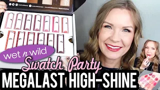 Wet N Wild Megalast High Shine Lipsticks! Lip Swatch Party - All Shades! | LipglossLeslie