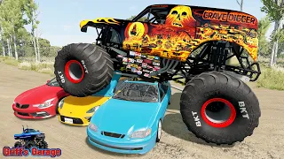 MONSTER TRUCK CRASHES #4 - Crushing Cars, Jumps, Fails | BeamNG Drive