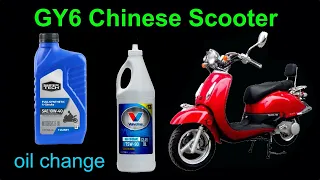 Engine and transmission gear oil change in a GY6 150cc Chinese scooter