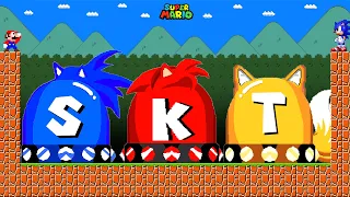 Can Mario vs Sonic Press The Ultimate SONIC - TAILS - KNUCKLES Switches in New Super Mario Bros.Wii?