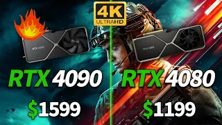 $1599 RTX4090 vs $1199 RTX4080 Performance Comparison | Test in 10 Games | 4K