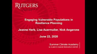 Engaging Vulnerable Populations in Resilience Planning