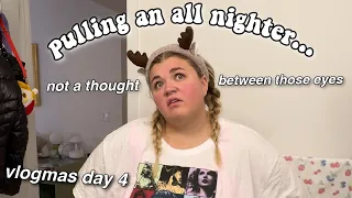 PULLING AN ALL NIGHTER  *almost missed my flight + tried a salad for the first time* VLOGMAS DAY 4
